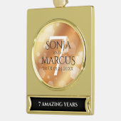 第エレガント7回銅結婚周年記念お祝い ゴールドプレートバナーオーナメント (左)