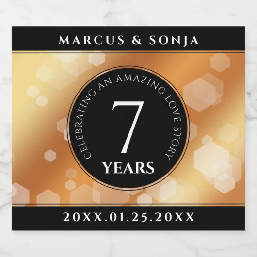 第エレガント7回銅結婚周年記念お祝い スパークリングワインラベル (シングルラベル)