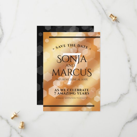 第エレガント7回銅結婚周年記念お祝い セーブザデート (正面/裏面インサイチュ)
