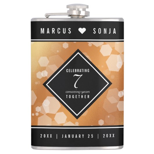 第エレガント7回銅結婚周年記念お祝い フラスク (正面)