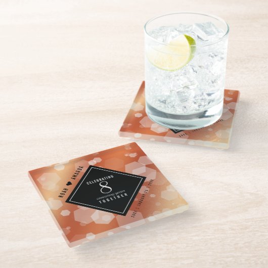 第エレガント8回ブ結婚ロンズ記念お祝い ガラスコースター (アングル)