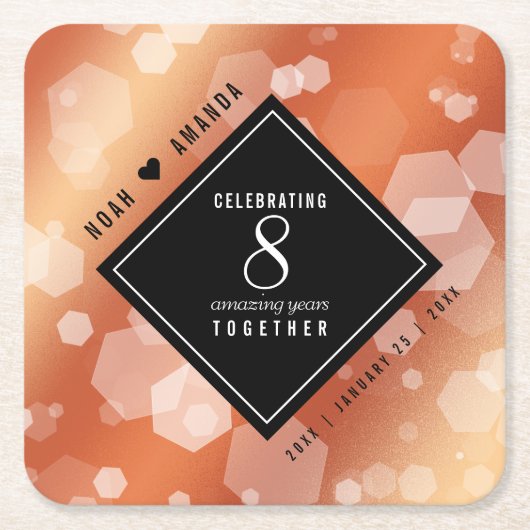 第エレガント8回ブ結婚ロンズ記念お祝い スクエアペーパーコースター (正面)