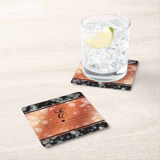 第エレガント8回青結婚銅記念日 スクエアペーパーコースター (インサイチュ)