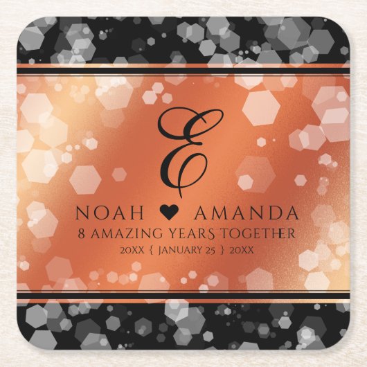 第エレガント8回青結婚銅記念日 スクエアペーパーコースター (正面)