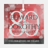 第エレガント80回Rubyの結婚記念日お祝い ガラスオーナメント (正面)