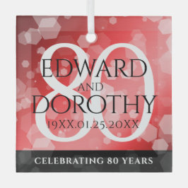 第エレガント80回Rubyの結婚記念日お祝い ガラスオーナメント