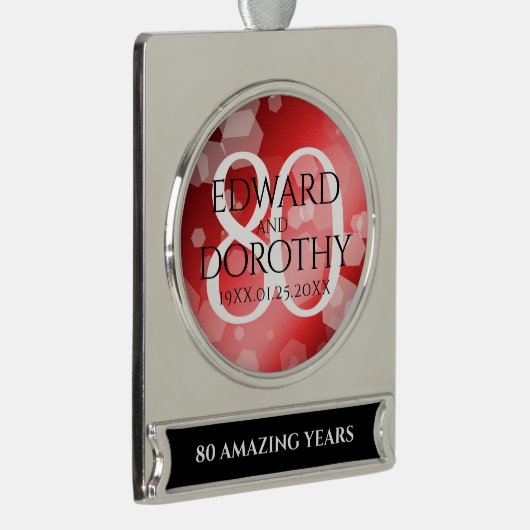 第エレガント80回Rubyの結婚記念日お祝い シルバープレートバナーオーナメント (右)