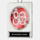 第エレガント80回Rubyの結婚記念日お祝い シルバープレートバナーオーナメント (左)