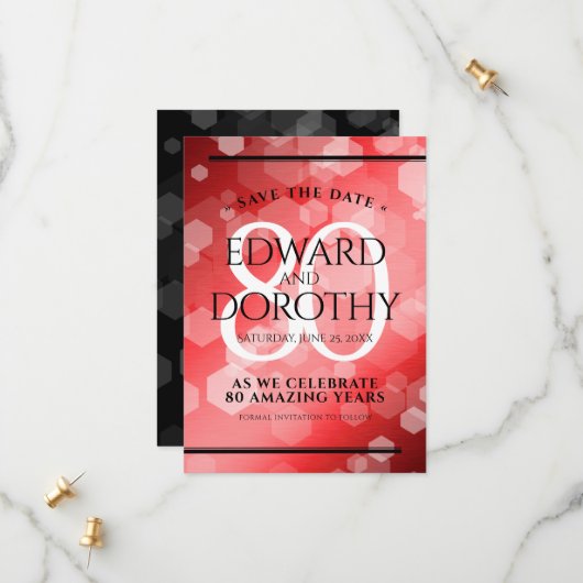 第エレガント80回Rubyの結婚記念日お祝い セーブザデート (正面/裏面インサイチュ)