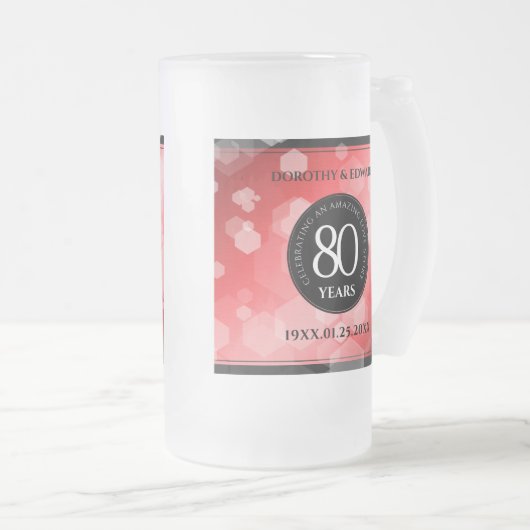 第エレガント80回Rubyの結婚記念日お祝い フロストグラスビールジョッキ (正面右)