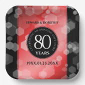 第エレガント80回Rubyの結婚記念日お祝い ペーパープレート (正面)