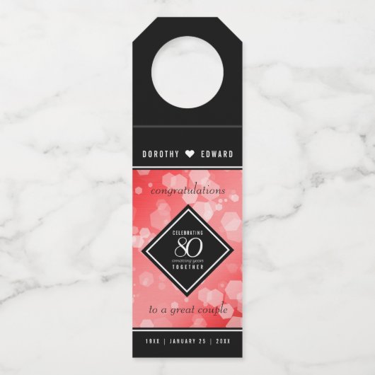 第エレガント80回Rubyの結婚記念日お祝い ボトルネックタグ (裏面)