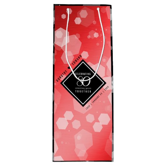 第エレガント80回Rubyの結婚記念日お祝い ワインギフトバッグ (正面)