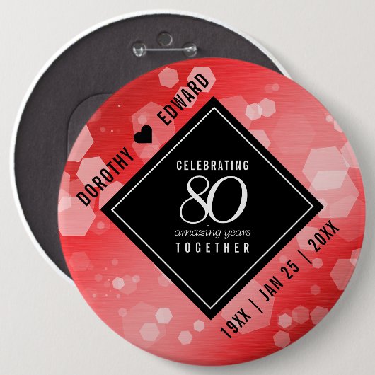 第エレガント80回Rubyの結婚記念日お祝い 缶バッジ (正面&裏面)