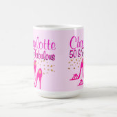 第カスタマイズ50誕生日ピンクシューズクイーンMUG コーヒーマグカップ (中央)