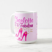 第カスタマイズ50誕生日ピンクシューズクイーンMUG コーヒーマグカップ (正面左)