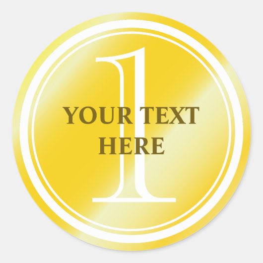 第カスタム1位金ゴールドメダルのステッカーとシール ラウンドシール (正面)