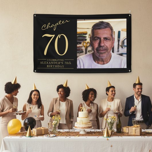 第カスタム70回誕生日バナー(写真と名前) 横断幕