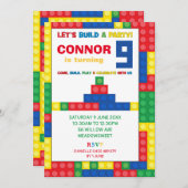 第カラフル9誕生日パーティー建物ブロック 招待状 (正面/裏面)