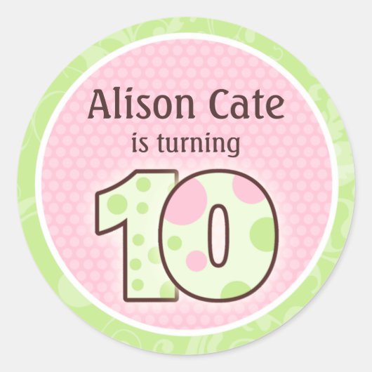 第パーソナライズされた10誕生日シール ラウンドシール (正面)