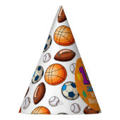 第パーソナライズされた10誕生日スポーツテーマ パーティーハット (左)
