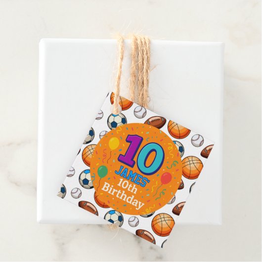 第パーソナライズされた10誕生日スポーツメッセージカード フェイバータグ (インサイチュ)