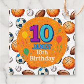 第パーソナライズされた10誕生日スポーツメッセージカード フェイバータグ (裏面)