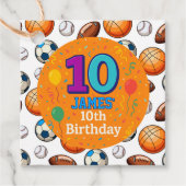 第パーソナライズされた10誕生日スポーツメッセージカード フェイバータグ (正面)