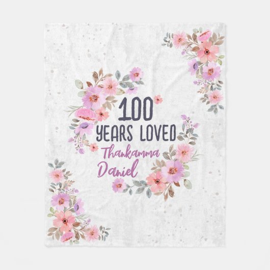 第パーソナライズされた100回誕生日贈り物，100 フリースブランケット (正面)