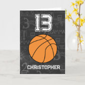 第パーソナライズされた13誕生日バスケットボール カード (黄色い花)