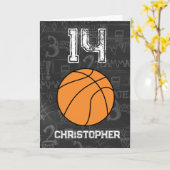 第パーソナライズされた14誕生日バスケットボール カード (黄色い花)