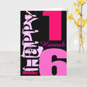 第パーソナライズされた16誕生日あいさつポップ・アートのカード カード (黄色い花)