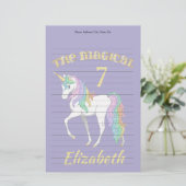 第パーソナライズされた4回第5回第7回ユニコーン第8誕生日 便箋 (スタンド正面)