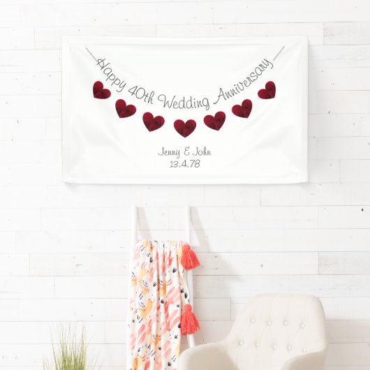 第パーソナライズされた40回Rubyの結婚記念日バナー 横断幕 (インサイチュ)