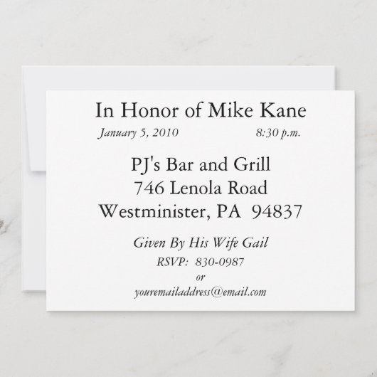 第パーソナライズされた60バースデーパーティ招待状 招待状 (裏面)