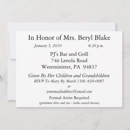 第パーソナライズされた73バースデーパーティ招待状 招待状 (裏面)