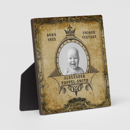 第パーソナライズされた80誕生日ヴィンテージ写真テンプレート フォトプラーク (正面)