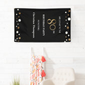 第パーソナライズされた80誕生日金ゴールドと黒紙吹雪 横断幕 (インサイチュ)