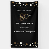 第パーソナライズされた80誕生日金ゴールドと黒紙吹雪 横断幕 (縦)