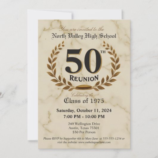 第ファンシー50回エレガント高校懇親会クラス75 招待状 (正面)