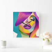 第ポップ・アートの一条 スクエア壁時計 (ホーム)