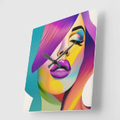 第ポップ・アートの一条 スクエア壁時計 (傾斜)