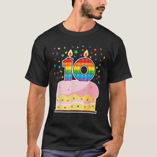 第ポップ・アートの10お誕生日ケーキ少年十歳 Tシャツ (正面)