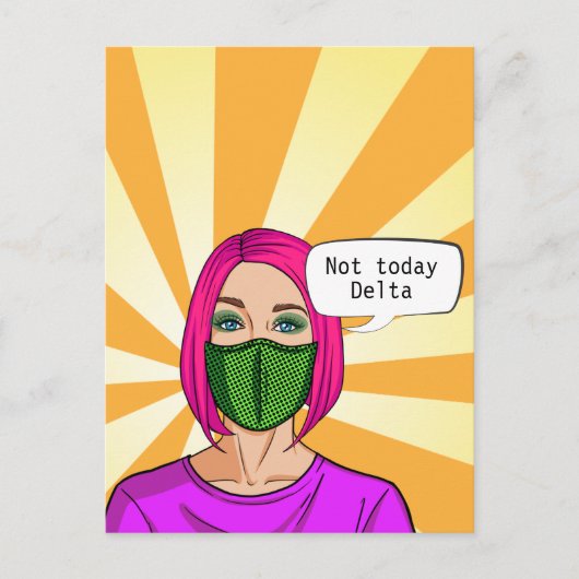 第ポップ・アートの2021条顔マスクレディーデルタコビデ ポストカード (正面)