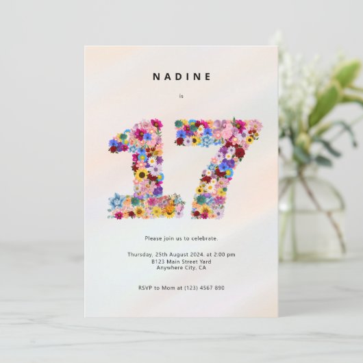 第モダン17誕生日招待状17パーティー 招待状 (スタンド正面)