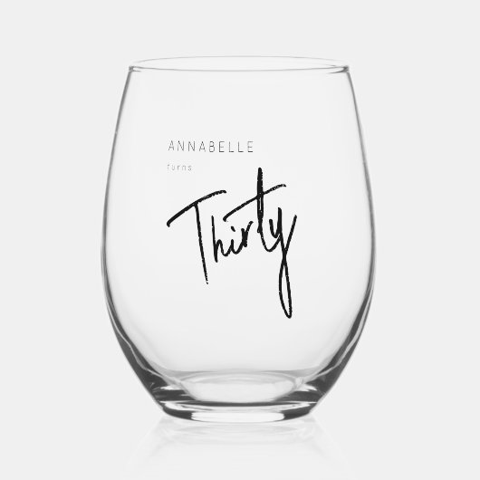 第モダン30回第330回誕生日パーティー ステムなしワイングラス (正面)
