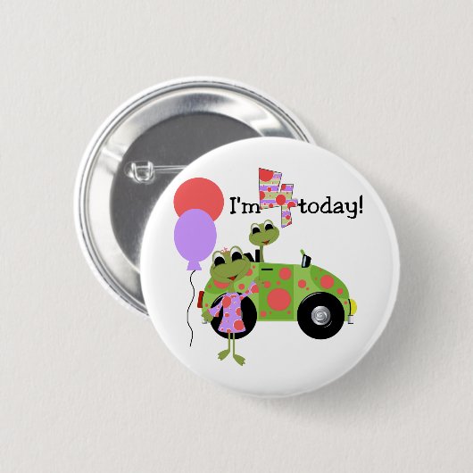 第モダン4回誕生日Tシャツとギフト 缶バッジ (正面&裏面)