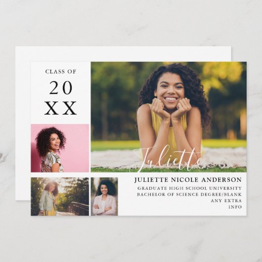 第モダン4期スタイリッシュ写真の発表 招待状 (正面/裏面)