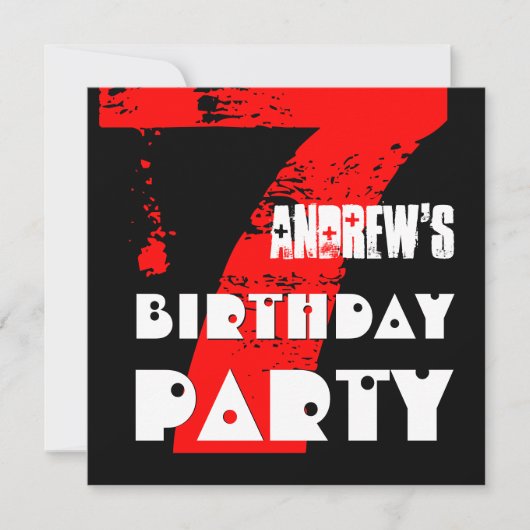 第モダン7回RED誕生パーティー7歳V10 招待状 (正面)