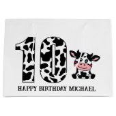 第ユニセックス10子供の誕生日牛 ラージペーパーバッグ (正面)